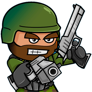Karakter Mini Militia membawa senjata.